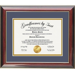Mahogany Diploma Frame: 8.5x11 Wood Certificate Frame with Gold Accents
