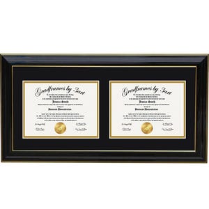 Custom Double diploma  frame  Black RC-H 8x6,11x8.5,11x14,8x10,5x7,7x9,9x12,10x13, graduation frame, graduation gift for her, him,  college