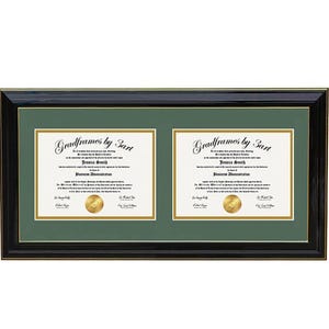 Custom Double Diploma frame, Degree Frame, Certificate , Black/Green-H RC  8x6,9x7,10x8,11x8.5,12x9,13x10,14x11,12x15,112x16,11x17,17x14x17