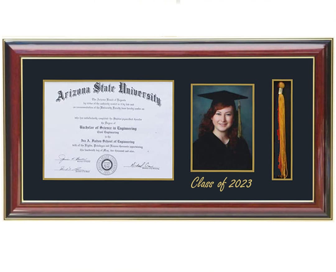Diploma Frame With Tassel and 5x7 Pic. MB. H customizabledegree Frame