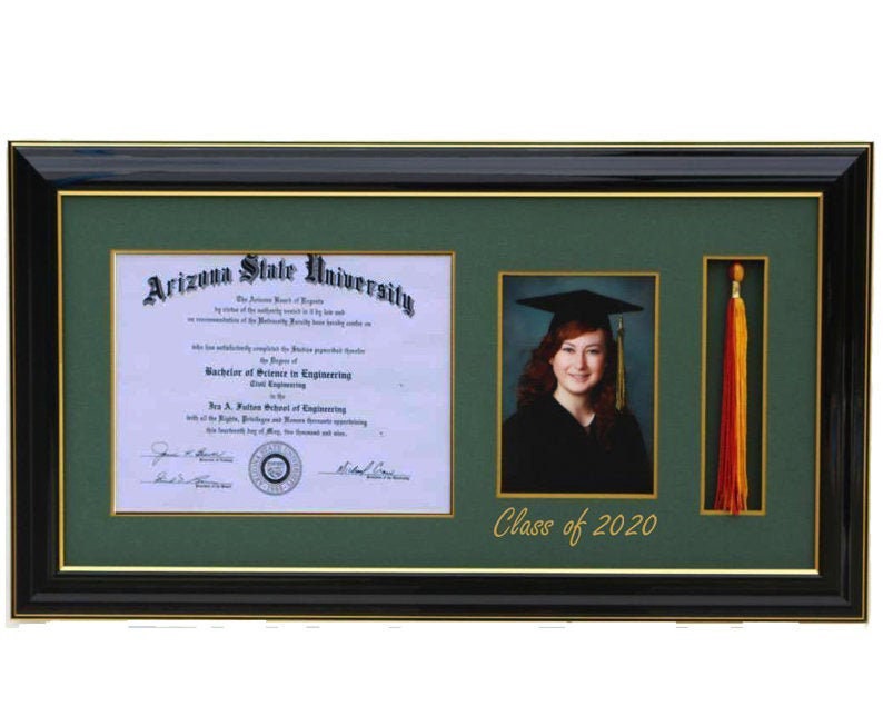 Diploma Frame with tassel and a 5x7 pic. Black Customizable Etsy