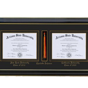 Double diploma  frame with tassel B (Customizable) ,6x8,7x9,8x10,8.5x11,9x12,10x13,11x14 landscape