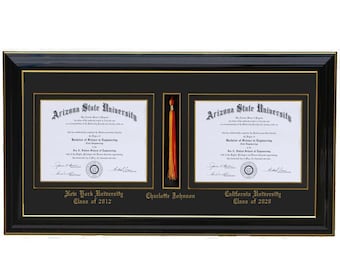 Double diploma  frame with tassel B (Customizable) ,6x8,7x9,8x10,8.5x11,9x12,10x13,11x14 landscape
