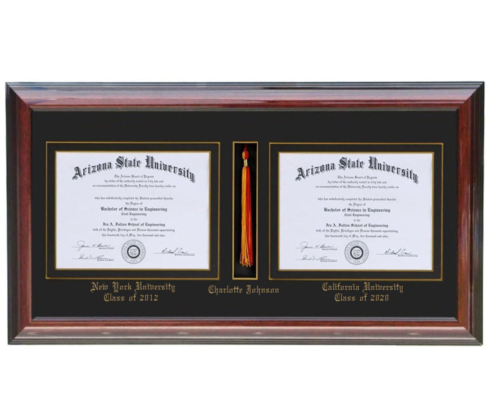 Double Diploma Frame With Tassel Br. customizable Etsy