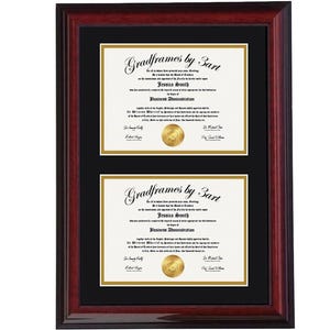 Handcrafted Double Diploma Frame: Graduation Gift, College Degree