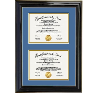 Custom Double Diploma Frame: College Degree, Certificate Frame