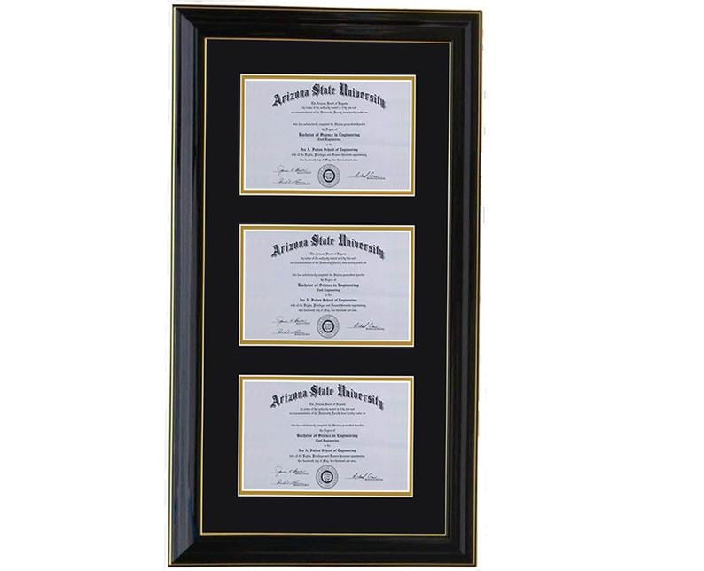 Triple Frame Graduation Custom Triple Diploma Frame B.B RC-V 6x8,7x9,8x10,8.5x11,9x12,10x12 ...