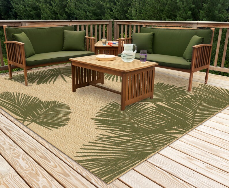Liora Manne Carmel Palm Indoor Outdoor Area Rug Green Etsy