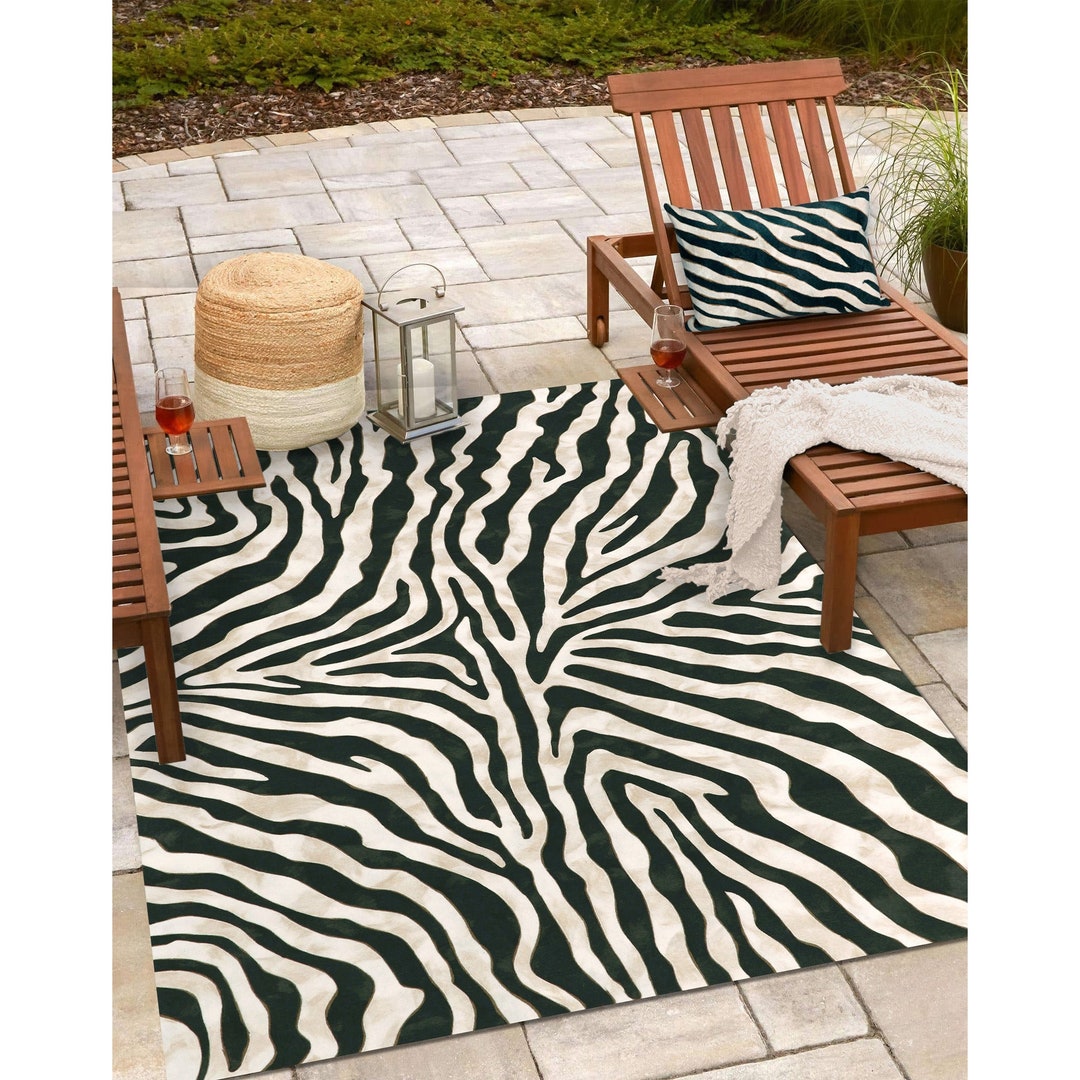 Liora Manne Visions I Zebra Indoor Outdoor Area Rug Black Etsy