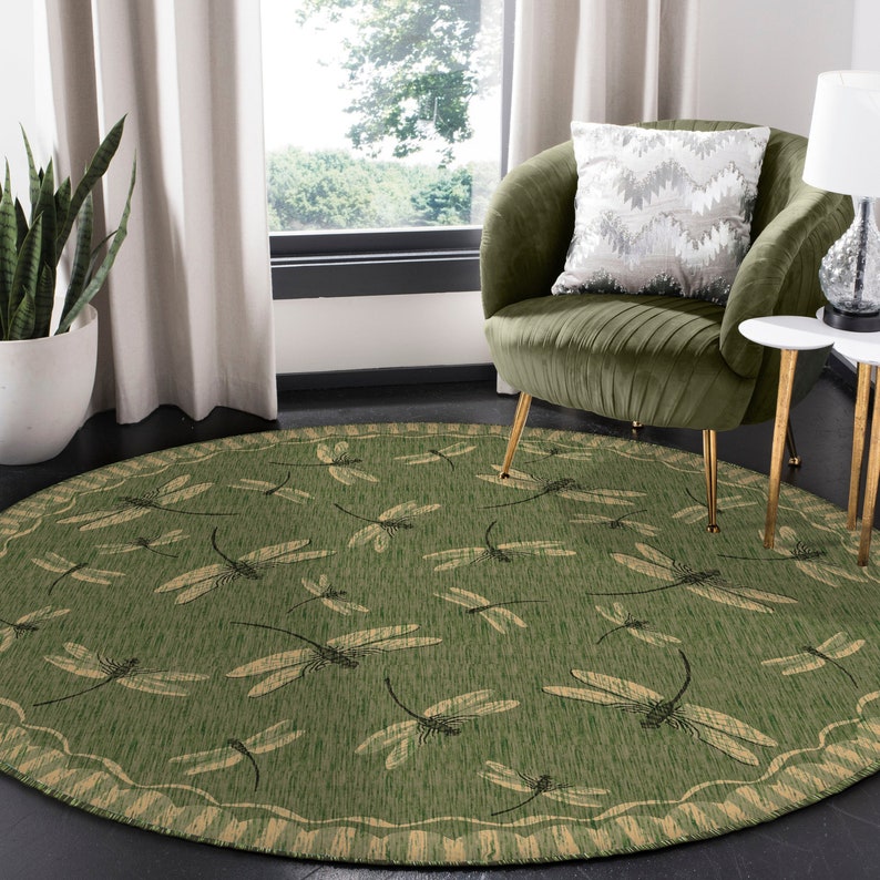 Liora Manne Carmel Dragonfly Indoor Outdoor Area Rug Green Etsy
