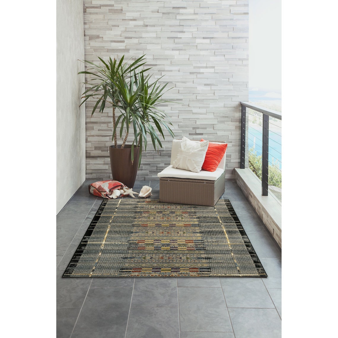 Liora Manne Marina Tribal Stripe Indoor Outdoor Area Rug Black Etsy