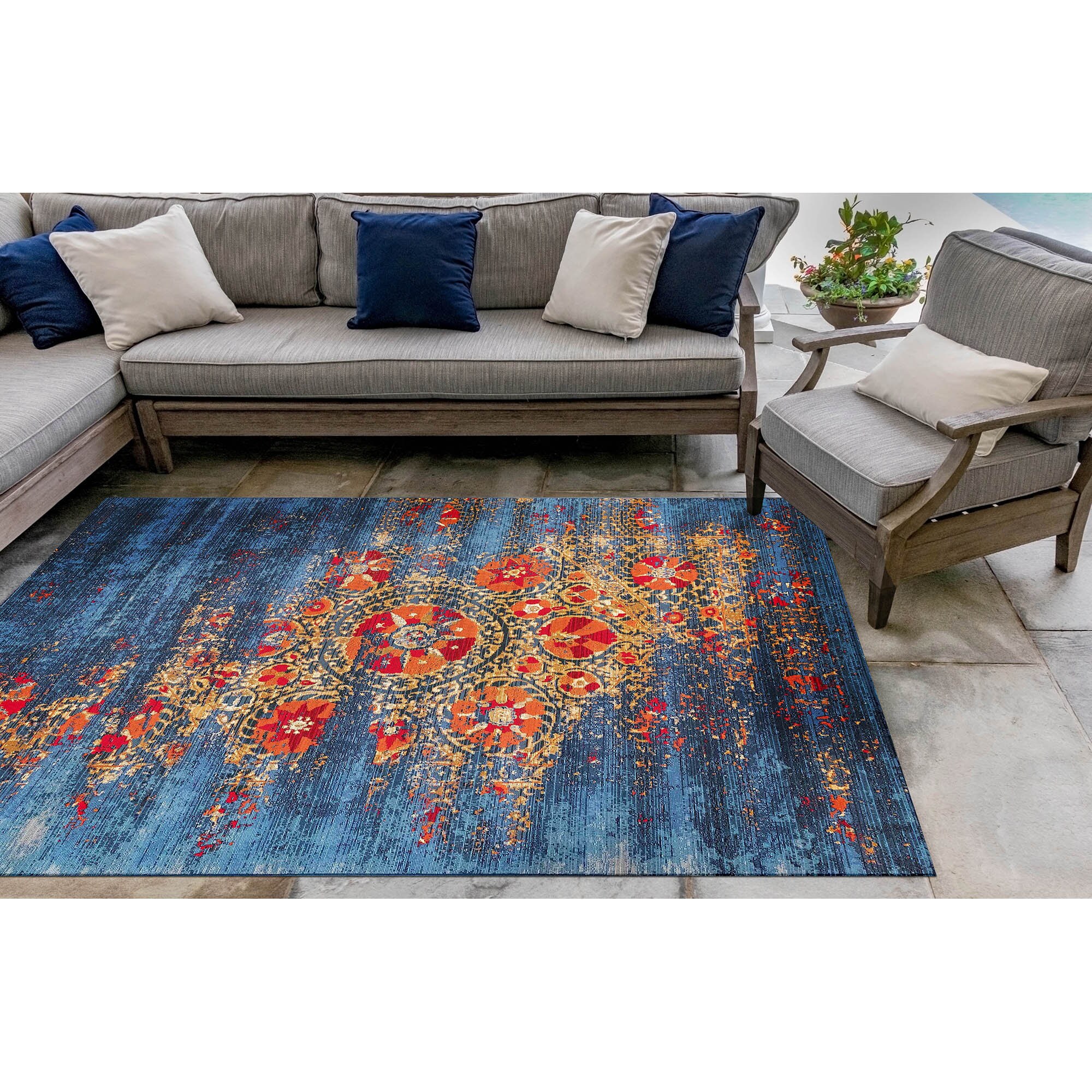 Liora Manne Marina Suzanie Indoor Outdoor Area Rug Blue Etsy