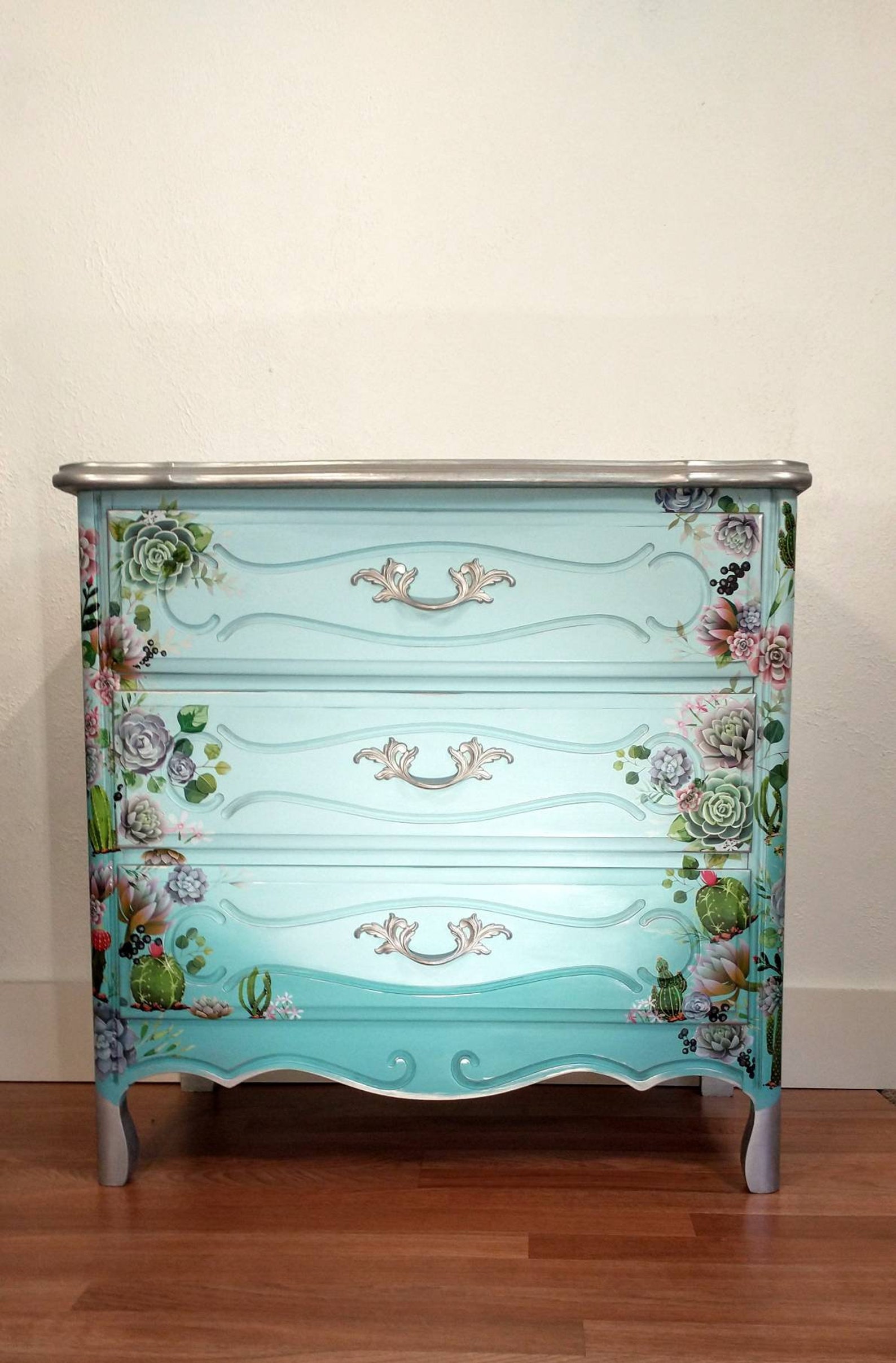 Epoxy resin top/epoxy dresser/succulent transfer/cactus Etsy