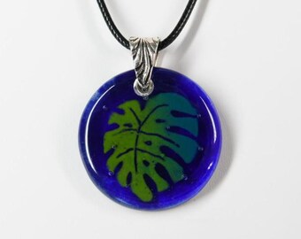 Glass Monstera Plant Leaf Pendant