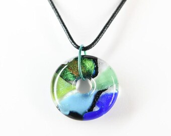 Blue and Green Dichroic Glass Pendant
