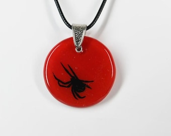 Glass Black Widow Spider Pendant