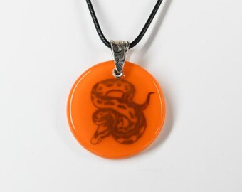 Glass Ball Python Snake Pendant