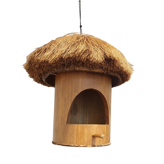 Hanging Bird House Bird Feeders Handmade Bamboo With Etsy