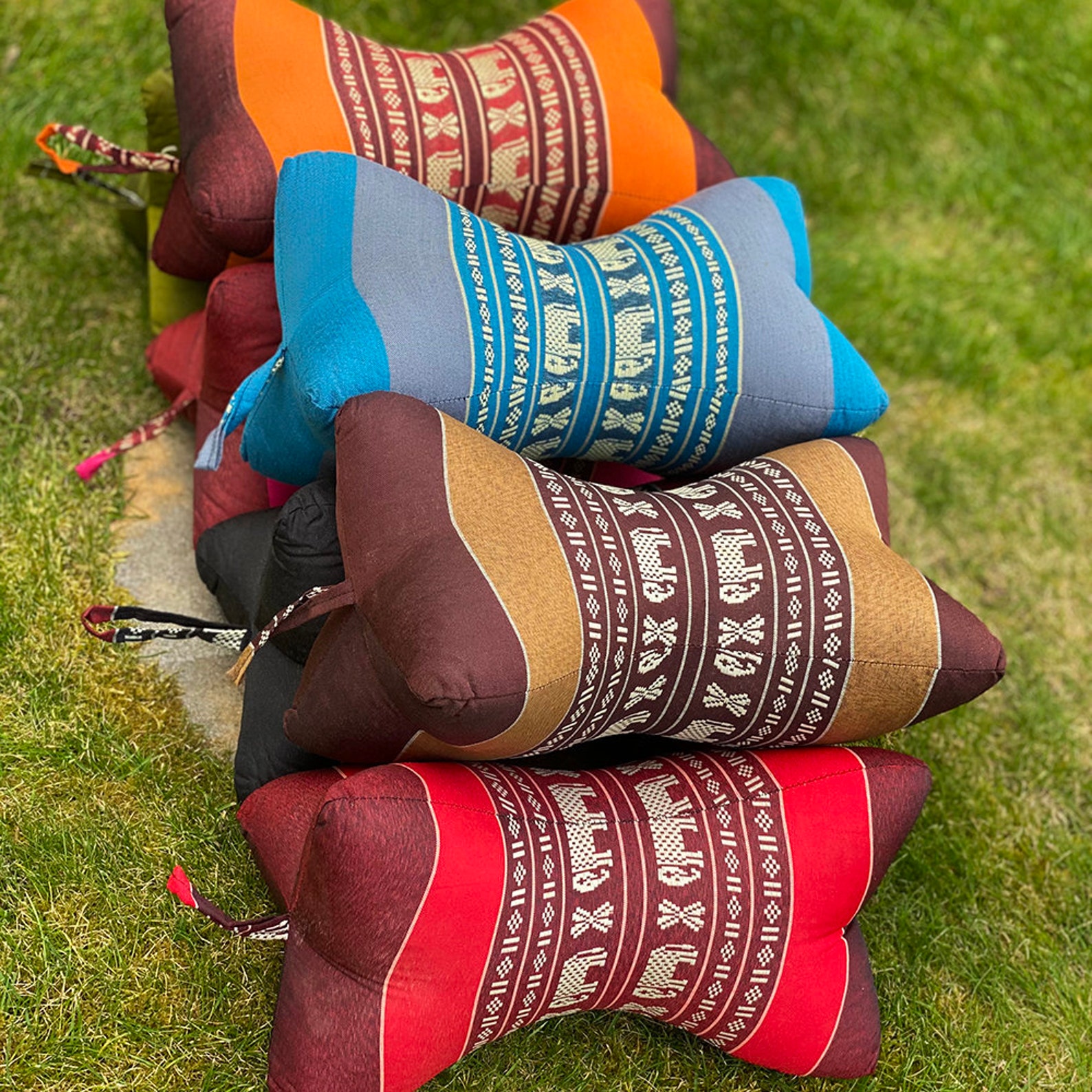 Vie Naturals Thai Kapok Neck Cushion Star Bone Blue Etsy UK