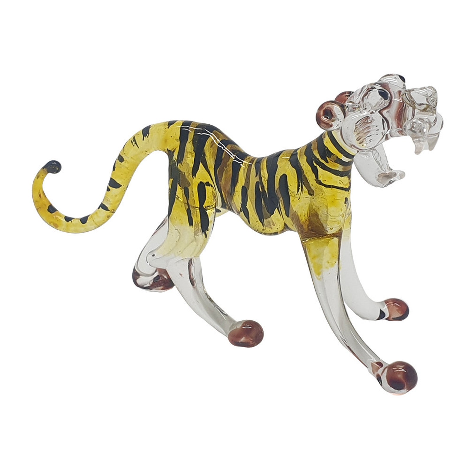 Hand Blown Sculpture Glass Tiger | Etsy