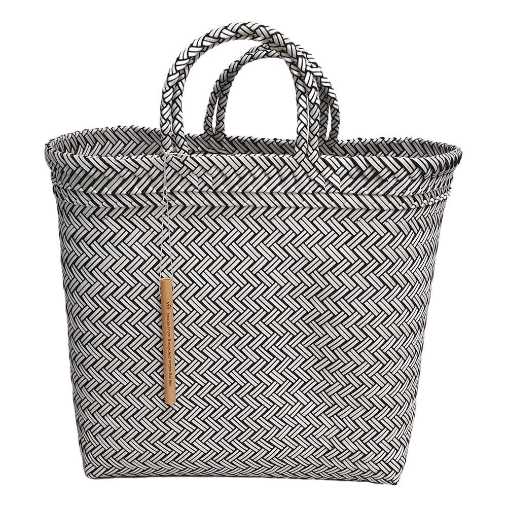 Recycled Plastic Bag Woven Beach/Tote Bag Grey Black Large Etsy