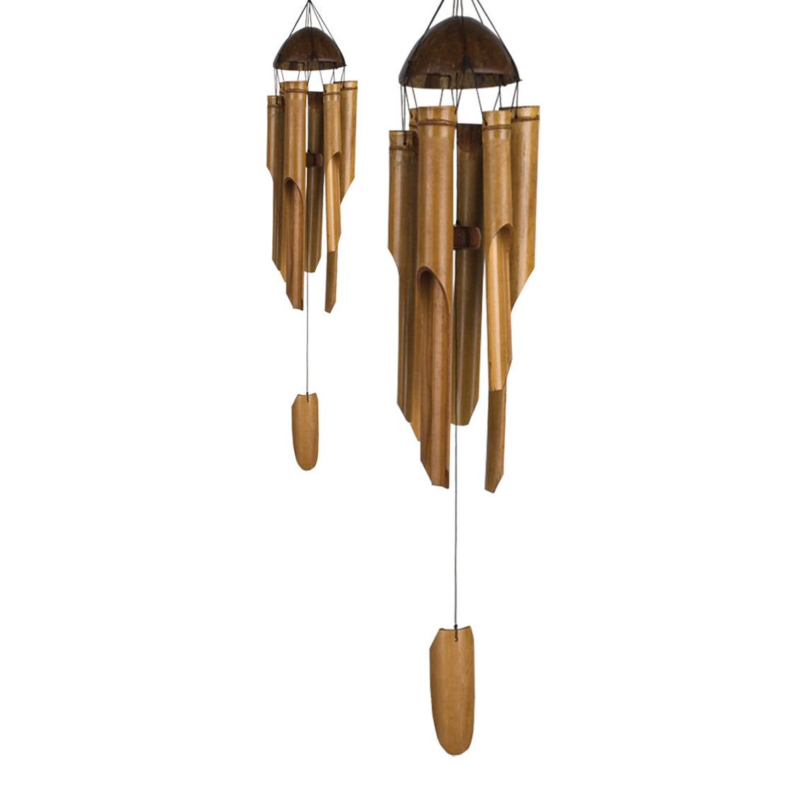 Bamboo Wind Chimes Set of 2 Large Wind Chimes Small Wind Etsy