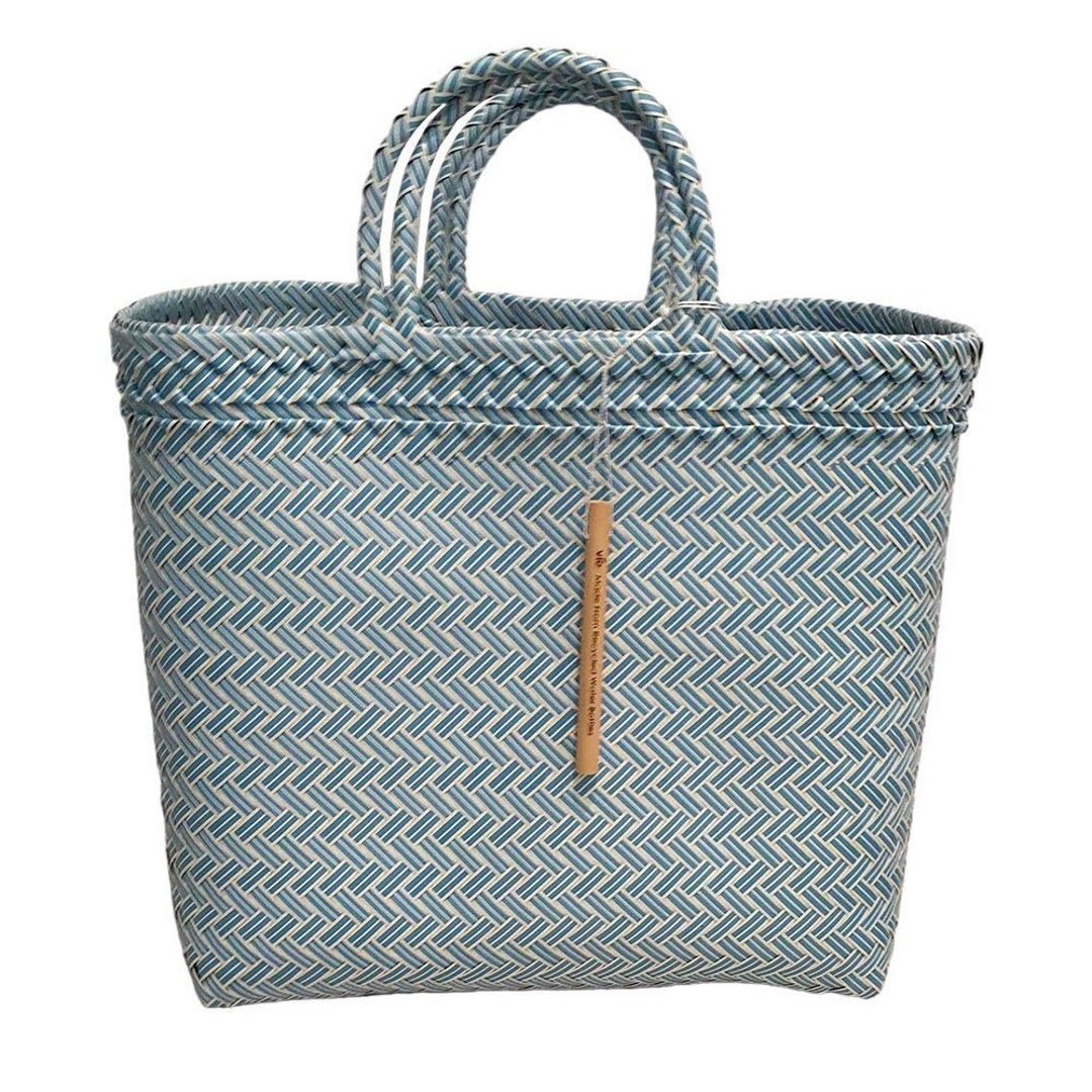 Recycled Plastic Bag Woven Beach/tote Bag Blue Large Etsy