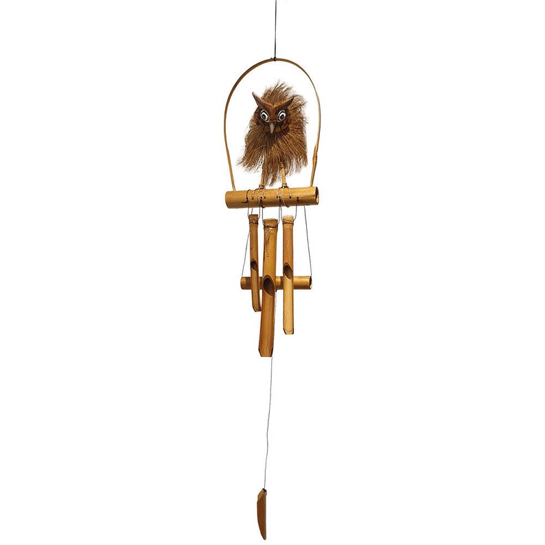 Bamboo Wind Chimes Owl Wind Chime 60cm Etsy
