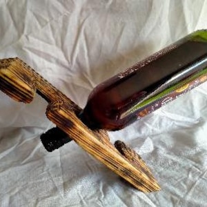hout verbrande zwaartekracht tart wijn caddy / drager