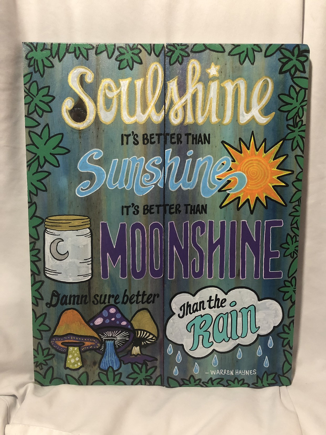 Hand Painted lyric wall art on wood. Soulshine