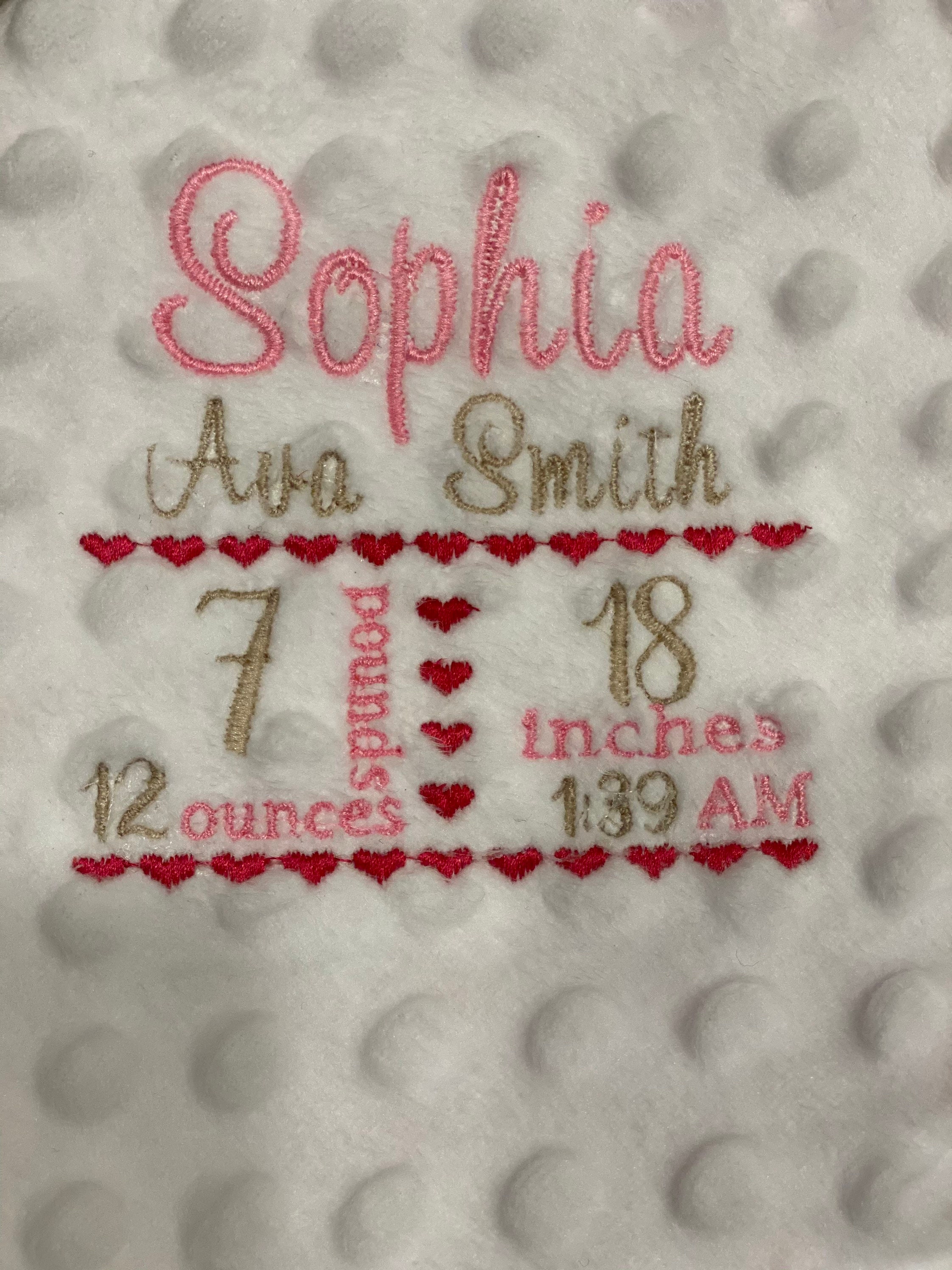 Custom Birth Stats Blanket, Baby Blanket, Birth Announcement Lovey