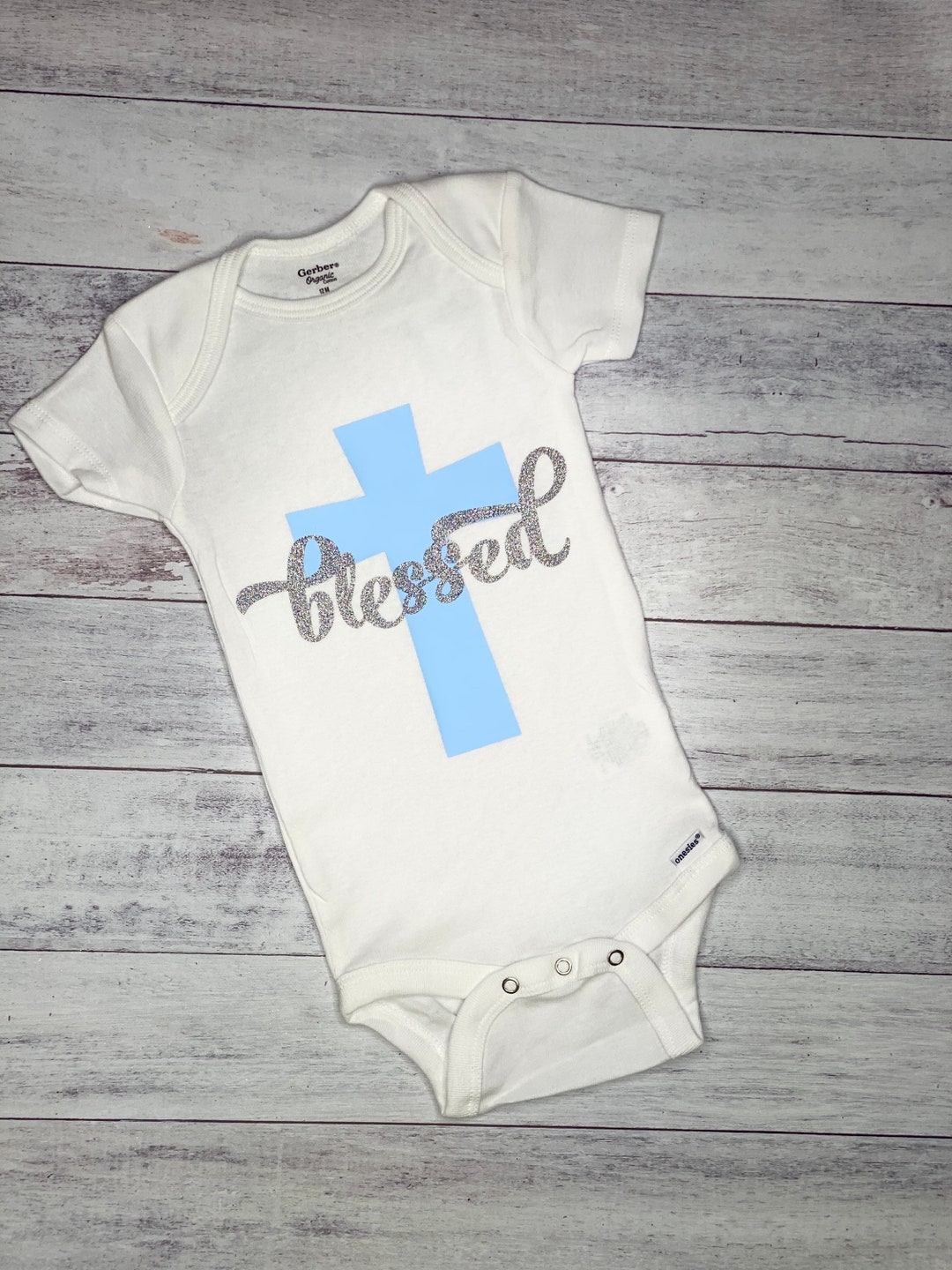 Baby Onesie, Religious, Blessed Cross, Baby Boy or Girl Onesie, Baptism