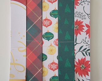 Classique de Noël - Kits de chaînes en papier à faire soi-même - Rouge vert or blanc - Bruant classique - Feuille en relief