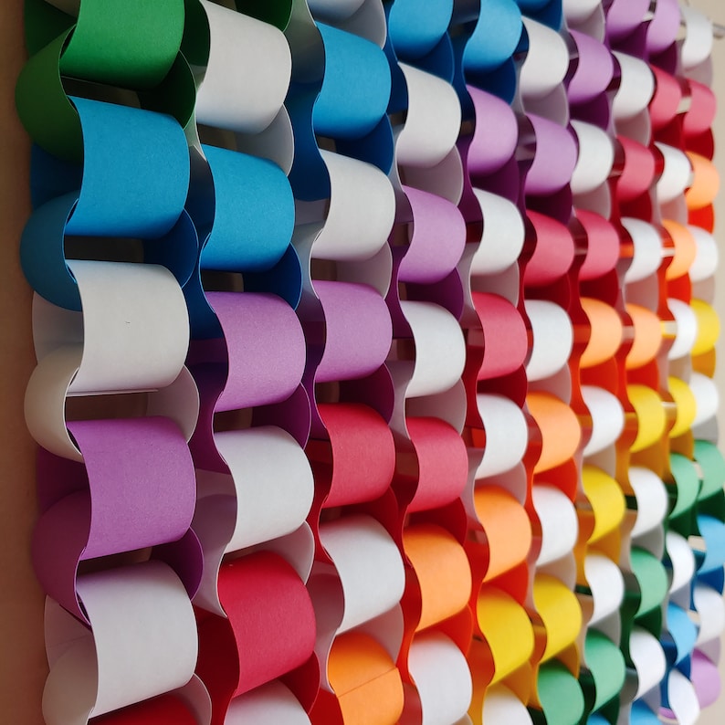 Step Rainbow Paper Chain Wall Art Kit - Wall Mural - Paper Art Kit - 2 ...