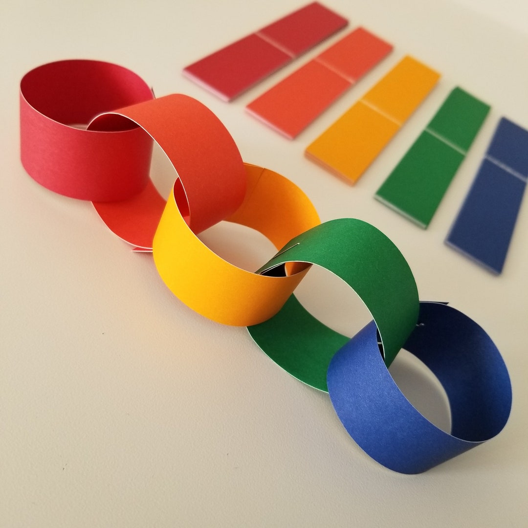 Step Rainbow Paper Chain Wall Art Kit Wall Mural Paper Art Kit 2 Sizes Red  Orange Yellow Green Blue Purple White Black DIY Decor 