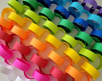 50-60 ft - Custom text & color options! - Paper Chain Kits Bulk Order - TEN COLORS! - White Pink Red Orange Yellow Green Blue Purple-