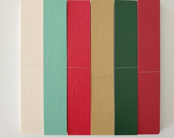 DIY Paper Chain Kits - Christmas Random Embossed -  Cream Red Green