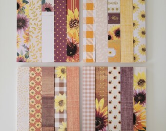 Kits de chaîne en papier bricolage Sunflower Fields - 4 variantes de kit au choix ! Orange Rouge Jaune Violet - Feuille d'or en relief - Étiquettes et accents