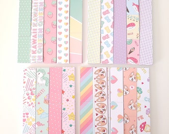 Kits de chaîne en papier Kawaii Rainbow DIY - 4 variantes de kit au choix ! Blanc Bleu Rose Jaune Vert Violet Orange