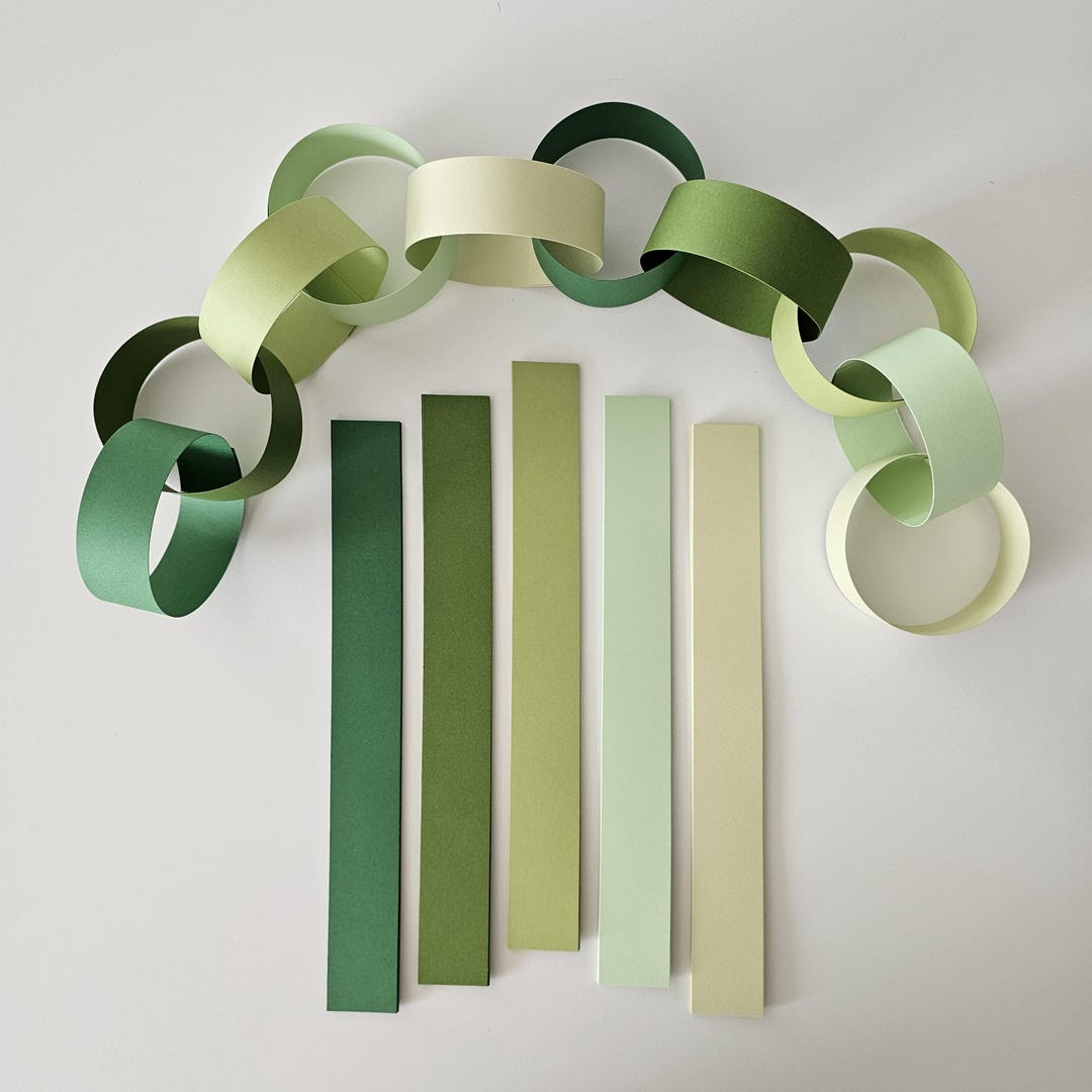 Green Tree Chain FOREST GREEN Paper Chain Kit, Long Double Sided, 10 FEET - Ombre or ...