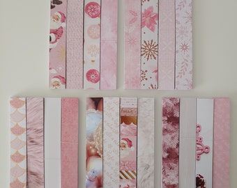 Kits de chaîne de papier bricolage - Noël givré rose - 5 variantes de kit au choix!  Feuille d’or blanc rose gaufrée * STOCK LIMITÉ *