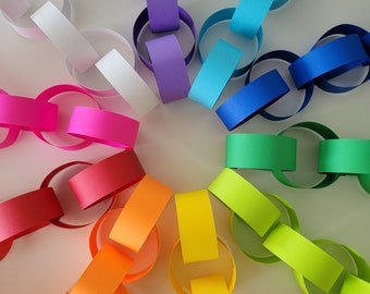 400 ft - 600 ft - Choose your colors! - Paper Chain Kits Bulk Order - White Pink Red Orange Yellow Green Blue - DOUBLE SIDED!
