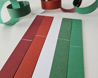 Kit de chaînes en papier cartonné rouge, blanc et vert, décoration de fête de Noël (10 PIEDS)