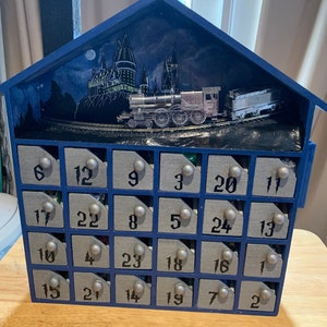 Personalized Hand-Painted Wooden Advent Calendar (with or without lights)