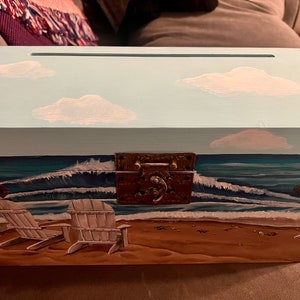 Boîte à cartes de mariage personnalisée sur le thème de la plage