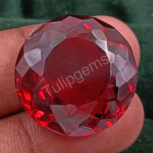 Red Ruby 99.60 CT Natural Certified Loose Gemstone Faceted Round Cut from Burma Ruby Stone Elegant Semi-Transparent Clarity Gemstone 5AKL
