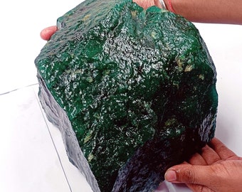 thumbnail image 2 of Natural Colombian Green Emerald Raw Cube – 65-70 Ct – Dyed Rough Loose Gemstone 24N 2 of 6