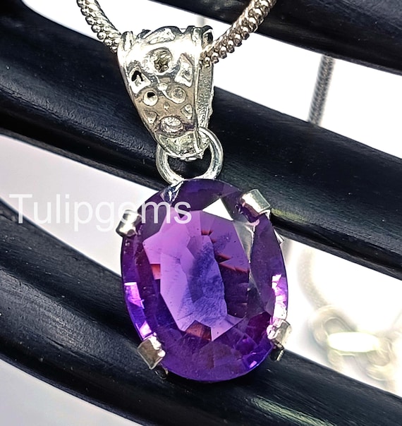 Pendentif Avec Alexandrite De 5 Carats - Argent 925 - Collier 18 Pouces - Création Labo - OVALE