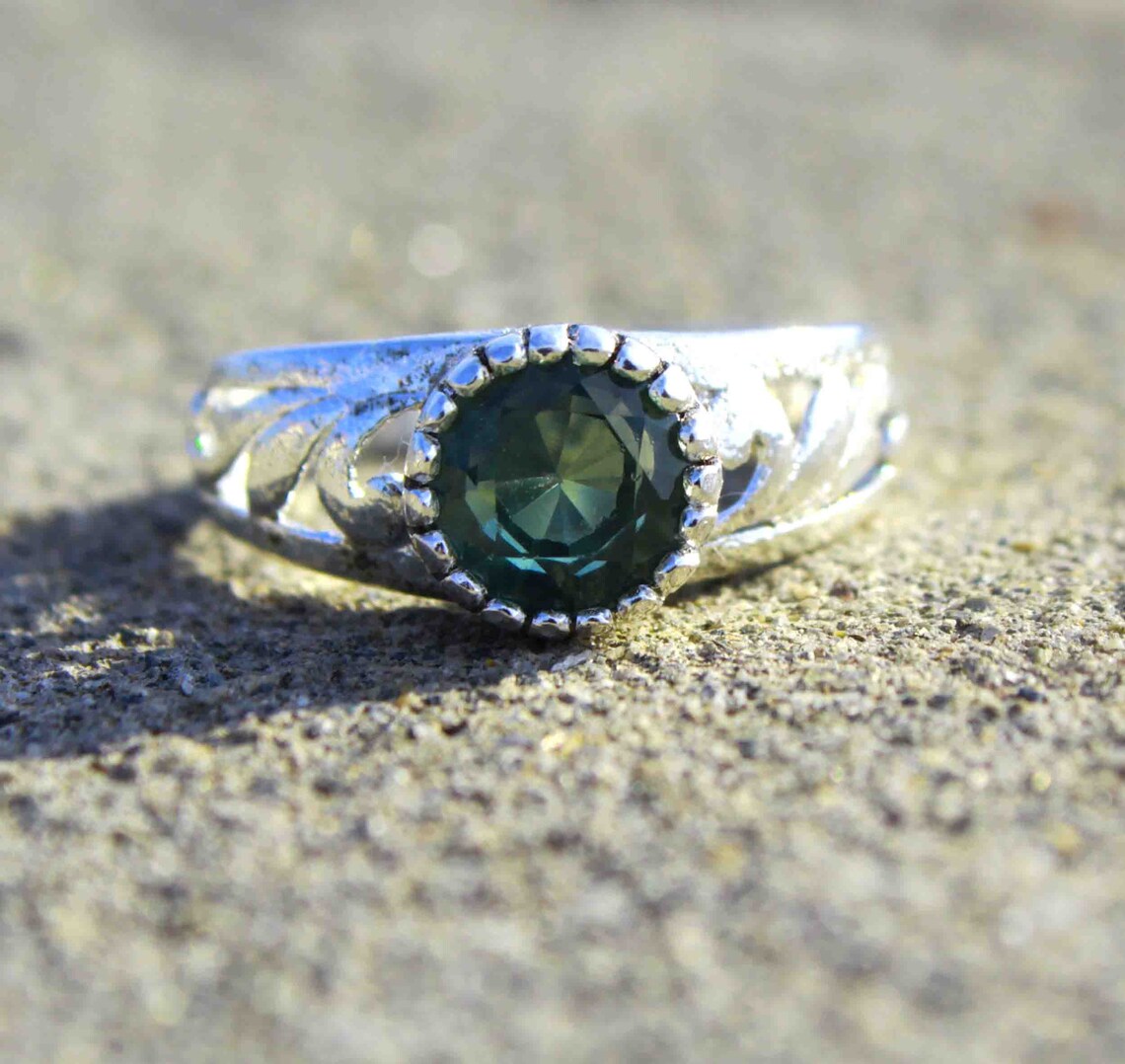 10.90 Ct Natural Green Ring 925 Sterling Silver Ring Etsy