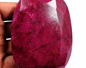 Rubis de 1725-1750 carats, offre Nouvel An, rubis rouge naturel, pierre de guérison à facettes certifiée, taille ovale, transparence opaque, pierre précieuse DME